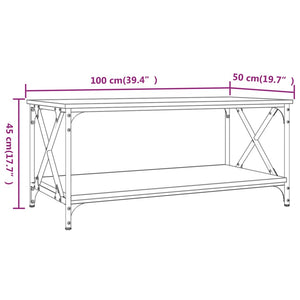 vidaXL Coffee Table Accent Side Table for Living Room Engineered Wood and Iron-16