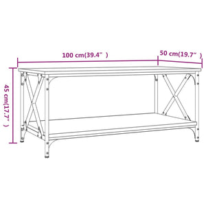 vidaXL Coffee Table Accent Side Table for Living Room Engineered Wood and Iron-19