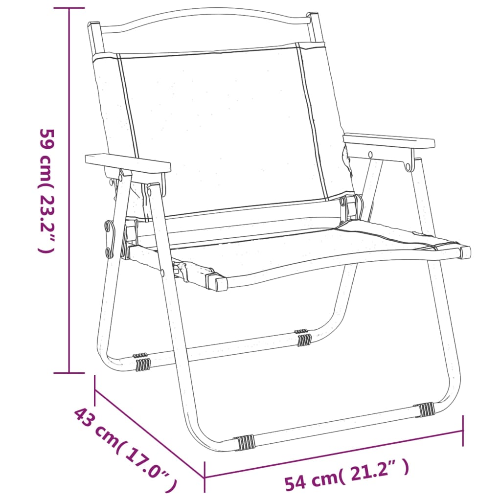 vidaXL Camping Chair 2 Pcs Outdoor Folding Camping Beach Chair Oxford Fabric-32