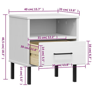 vidaXL Nightstand Bedroom Storage Cabinet Bedside Table Solid Pine Wood OSLO-13