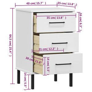 vidaXL Nightstand Storage Bedside Table with 3 Drawers Solid Pine Wood OSLO-21