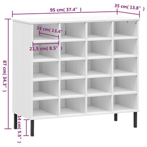 vidaXL Shoe Cabinet Shoe Cubby with 20 Compartments Shoe Rack Solid Pine Wood-19