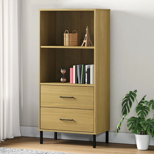 vidaXL Bookshelf Book Cabinet with 2 Drawers Storage Cabinet OSLO Solid Wood-5