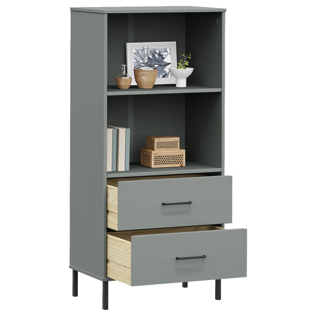 vidaXL Bookshelf Book Cabinet with 2 Drawers Storage Cabinet OSLO Solid Wood-13