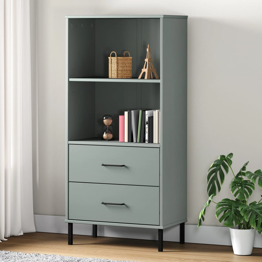 vidaXL Bookshelf Book Cabinet with 2 Drawers Storage Cabinet OSLO Solid Wood-11