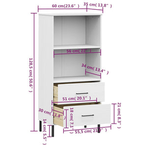 vidaXL Bookshelf Book Cabinet with 2 Drawers Storage Cabinet OSLO Solid Wood-21