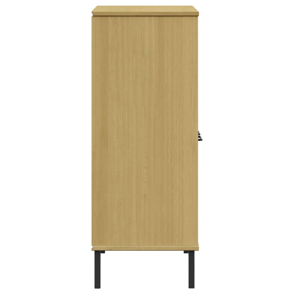 vidaXL Bookshelf Book Cabinet with Metal Legs Storage Cabinet OSLO Solid Wood-5