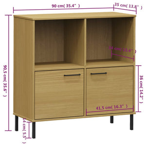 vidaXL Bookshelf Book Cabinet with Metal Legs Storage Cabinet OSLO Solid Wood-21