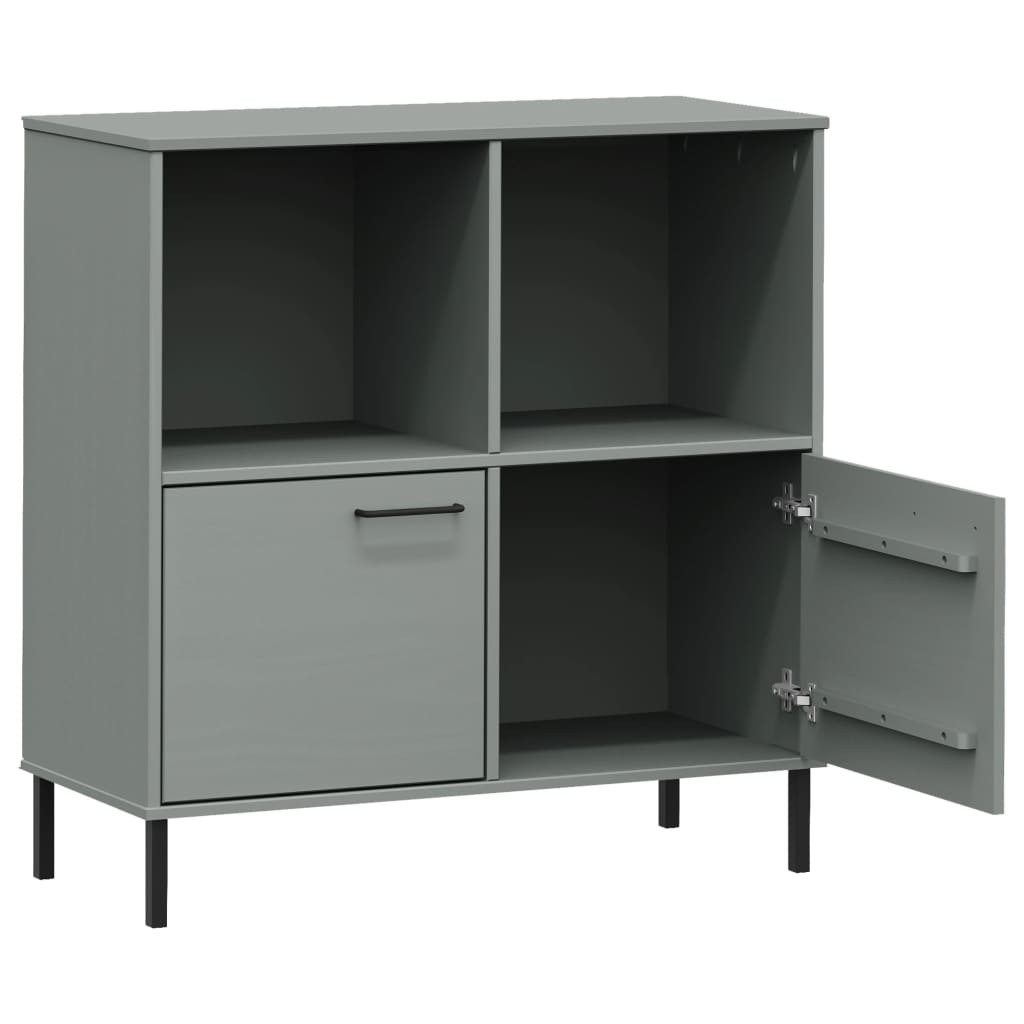 vidaXL Bookshelf Book Cabinet with Metal Legs Storage Cabinet OSLO Solid Wood-20