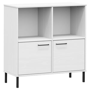 vidaXL Bookshelf Book Cabinet with Metal Legs Storage Cabinet OSLO Solid Wood-12