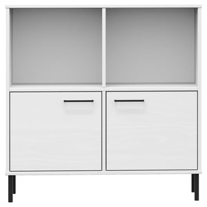 vidaXL Bookshelf Book Cabinet with Metal Legs Storage Cabinet OSLO Solid Wood-4