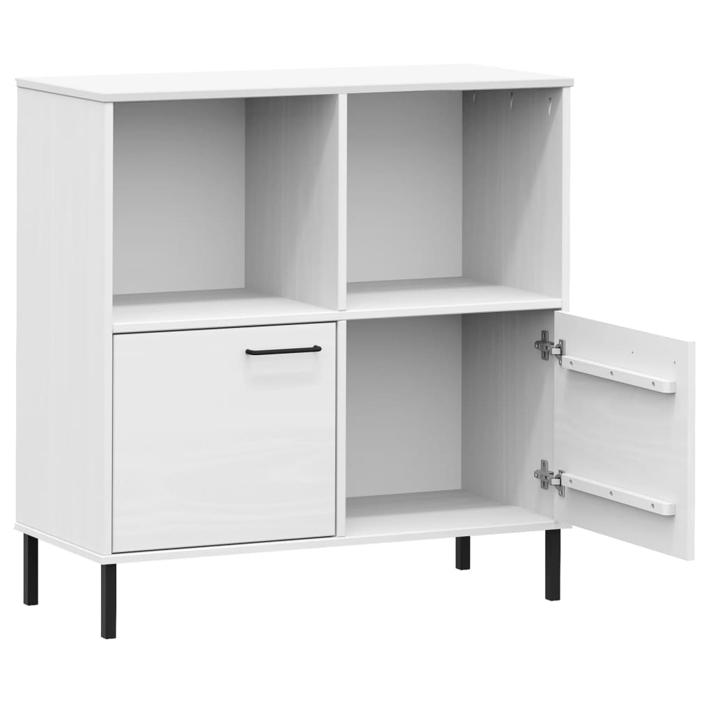 vidaXL Bookshelf Book Cabinet with Metal Legs Storage Cabinet OSLO Solid Wood-7