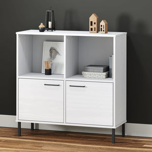 vidaXL Bookshelf Book Cabinet with Metal Legs Storage Cabinet OSLO Solid Wood-15