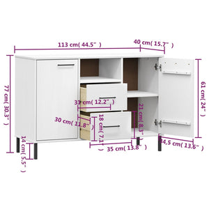 vidaXL Sideboard Buffet Cabinet with Metal Legs for Kitchen Solid Wood OSLO-21