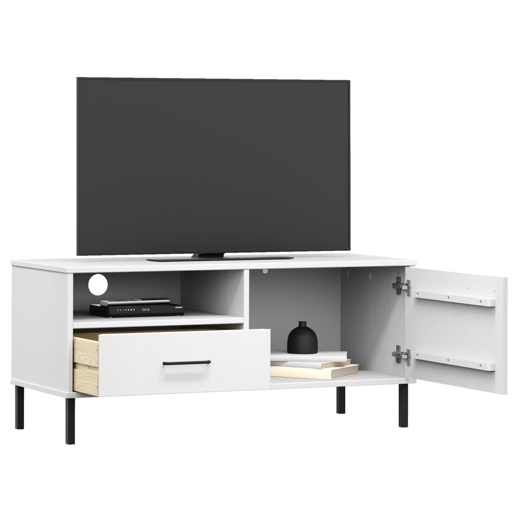 vidaXL TV Stand TV Console TV Console with Metal Legs Solid Wood Pine OSLO-22