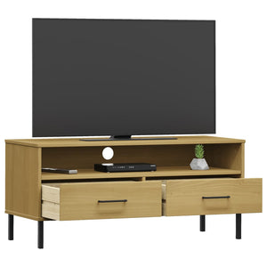 vidaXL TV Stand TV Console TV Console with Metal Legs Solid Wood Pine OSLO-22