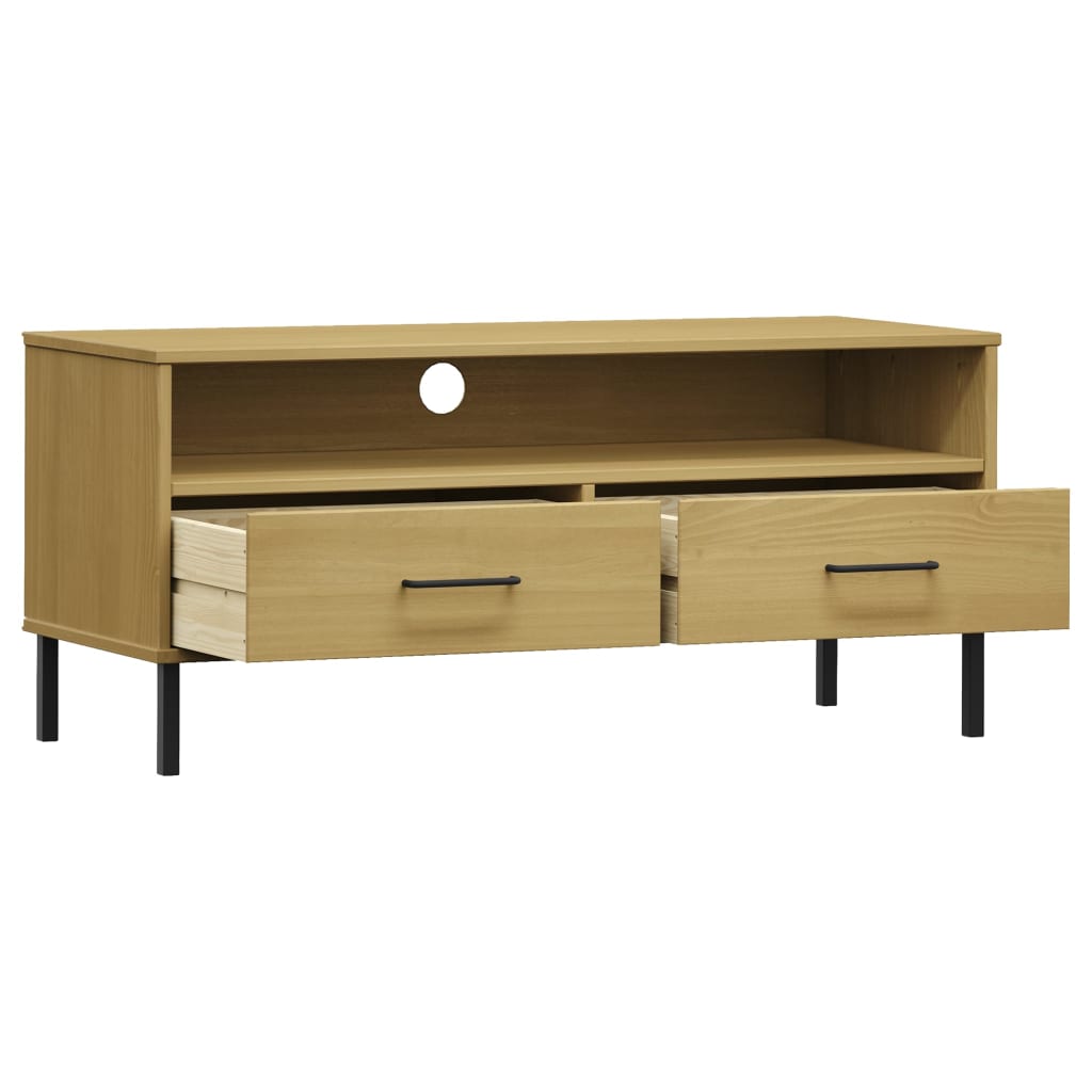 vidaXL TV Stand TV Console TV Console with Metal Legs Solid Wood Pine OSLO-2