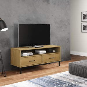 vidaXL TV Stand TV Console TV Console with Metal Legs Solid Wood Pine OSLO-3