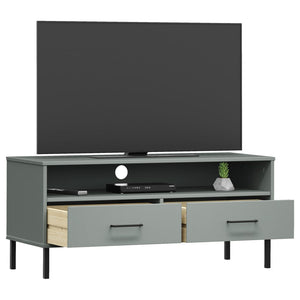 vidaXL TV Stand TV Console TV Console with Metal Legs Solid Wood Pine OSLO-11