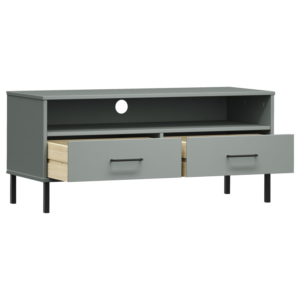 vidaXL TV Stand TV Console TV Console with Metal Legs Solid Wood Pine OSLO-17