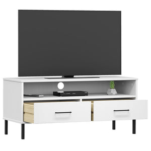 vidaXL TV Stand TV Console TV Console with Metal Legs Solid Wood Pine OSLO-23