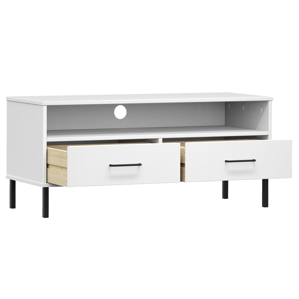 vidaXL TV Stand TV Console TV Console with Metal Legs Solid Wood Pine OSLO-1