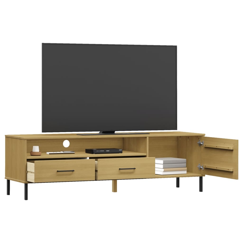 vidaXL TV Stand TV Console TV Console with Metal Legs Solid Wood Pine OSLO-12