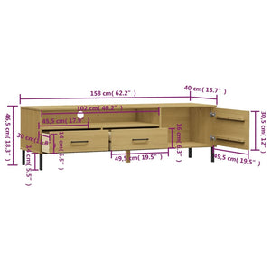 vidaXL TV Stand TV Console TV Console with Metal Legs Solid Wood Pine OSLO-9