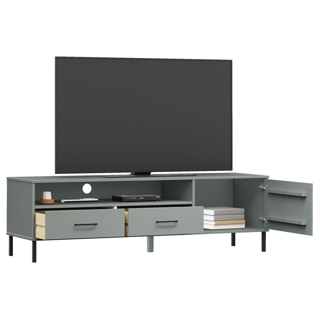 vidaXL TV Stand TV Console TV Console with Metal Legs Solid Wood Pine OSLO-4