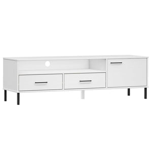 vidaXL TV Stand TV Console TV Console with Metal Legs Solid Wood Pine OSLO-19