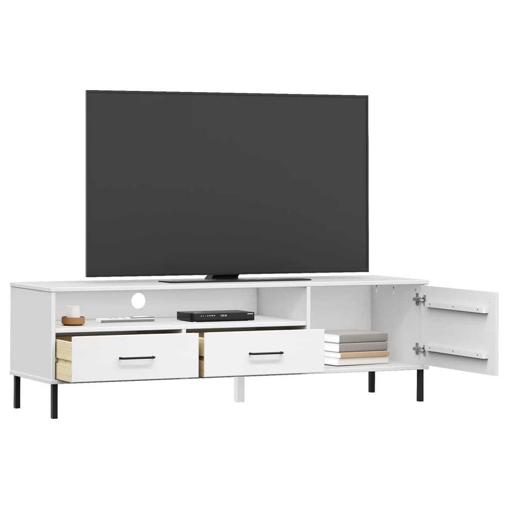 vidaXL TV Stand TV Console TV Console with Metal Legs Solid Wood Pine OSLO-23