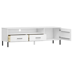 vidaXL TV Stand TV Console TV Console with Metal Legs Solid Wood Pine OSLO-2