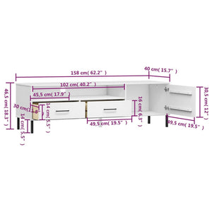 vidaXL TV Stand TV Console TV Console with Metal Legs Solid Wood Pine OSLO-14