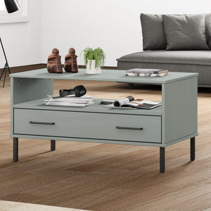 vidaXL Coffee Table Accent Side Sofa End Table with Metal Legs Solid Wood OSLO-9