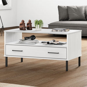 vidaXL Coffee Table Accent Side Sofa End Table with Metal Legs Solid Wood OSLO-15