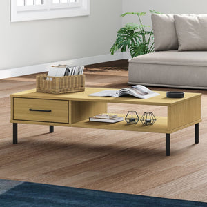 vidaXL Coffee Table Accent Side Sofa End Table with Metal Legs Solid Wood OSLO-3