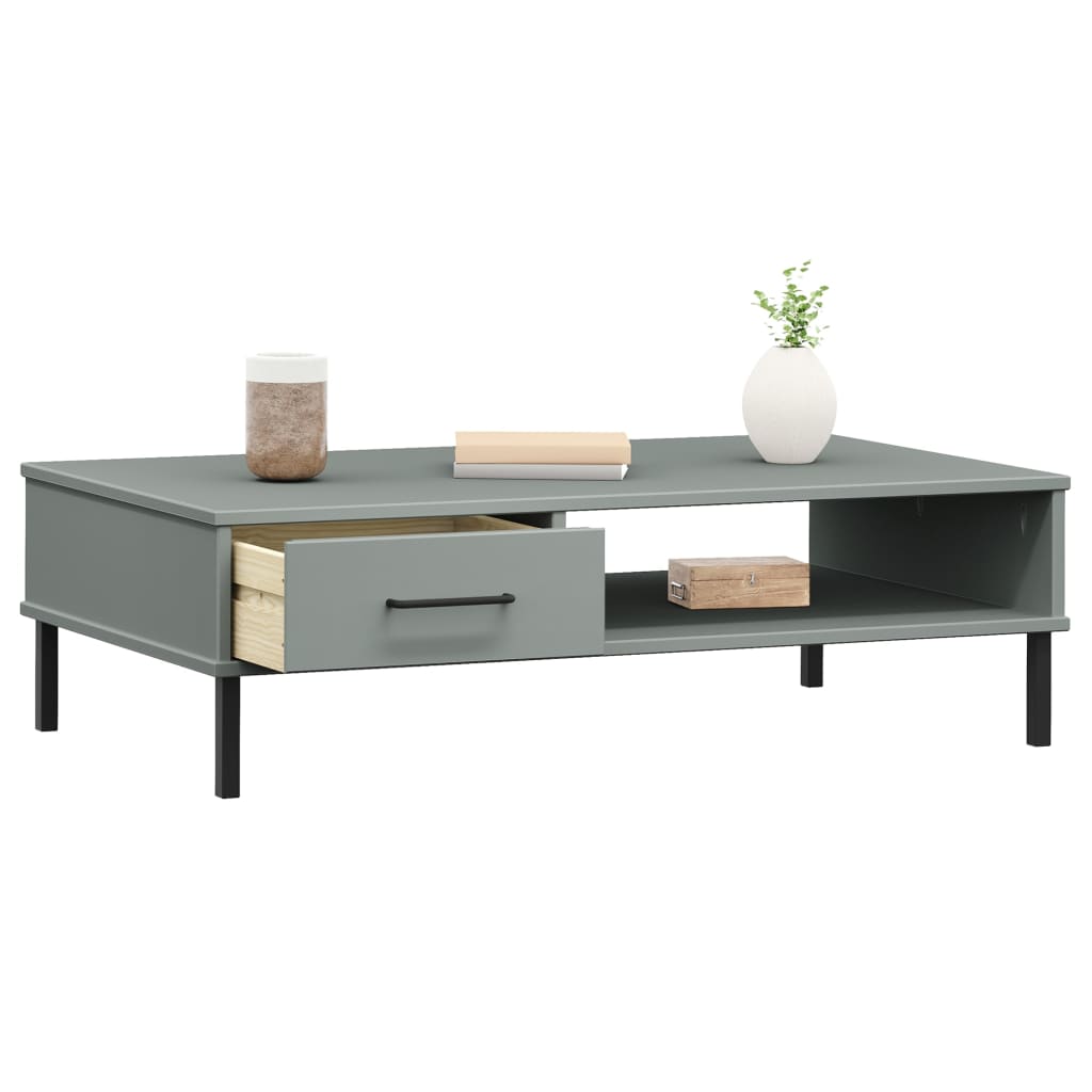 vidaXL Coffee Table Accent Side Sofa End Table with Metal Legs Solid Wood OSLO-17