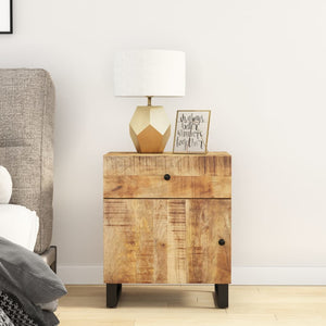 vidaXL Cabinet Accent Nightstand End Table with Storage Drawer Solid Wood-2