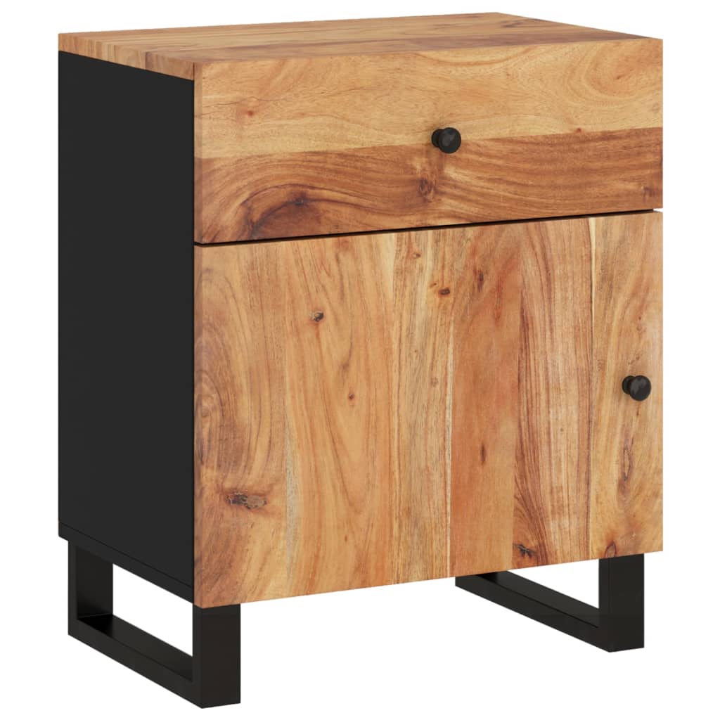 vidaXL Cabinet Accent Nightstand End Table with Storage Drawer Solid Wood-3