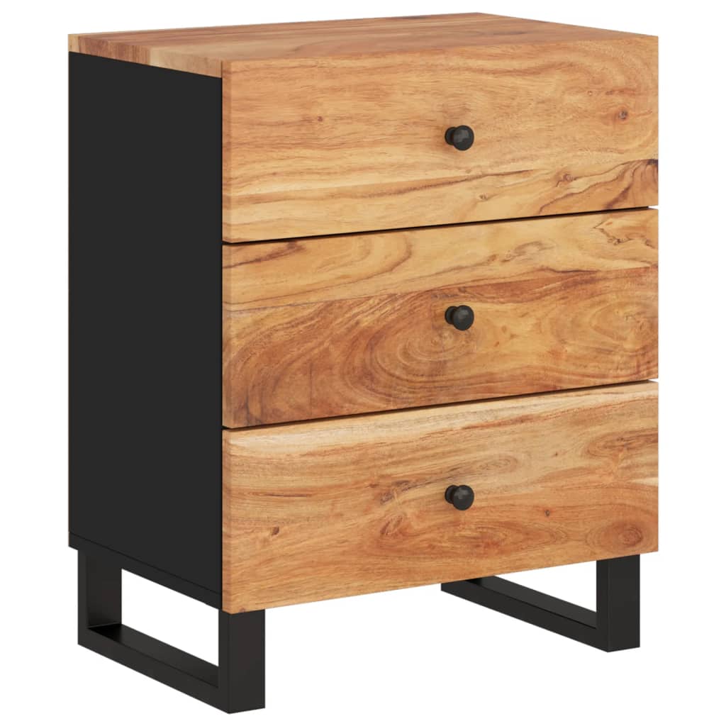 vidaXL Cabinet Accent Nightstand End Table with Storage Drawer Solid Wood-24