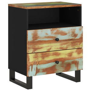 vidaXL Cabinet Accent Nightstand End Table with Storage Drawer Solid Wood-2