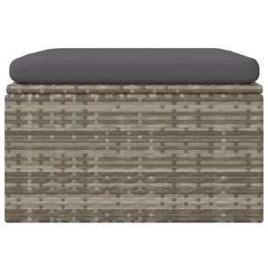 vidaXL Patio Footrest with Cushion Gray 21.7"x21.7"x11.8" Poly Rattan-4