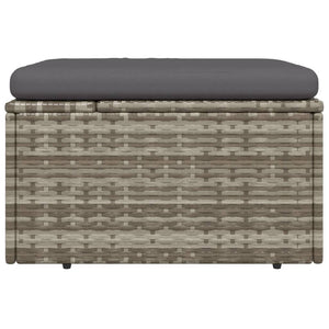 vidaXL Patio Footrest with Cushion Gray 21.7"x21.7"x11.8" Poly Rattan-5