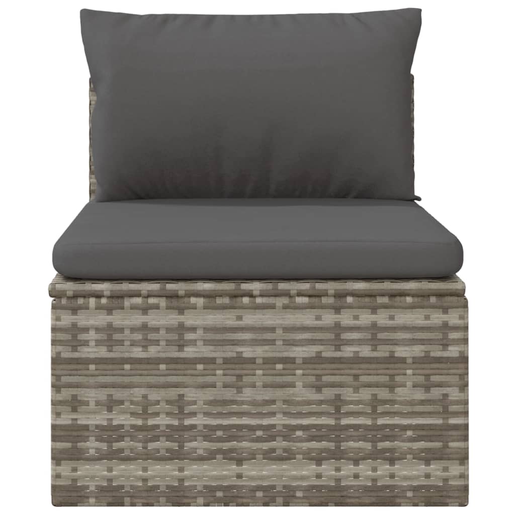 vidaXL Patio Middle Sofa with Cushion Gray 22.4"x22.4"x22" Poly Rattan-5