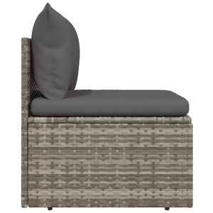 vidaXL Patio Middle Sofa with Cushion Gray 22.4"x22.4"x22" Poly Rattan-6