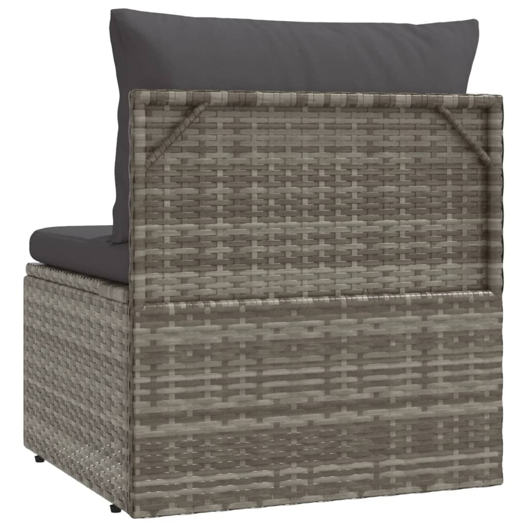 vidaXL Patio Middle Sofa with Cushion Gray 22.4"x22.4"x22" Poly Rattan-7