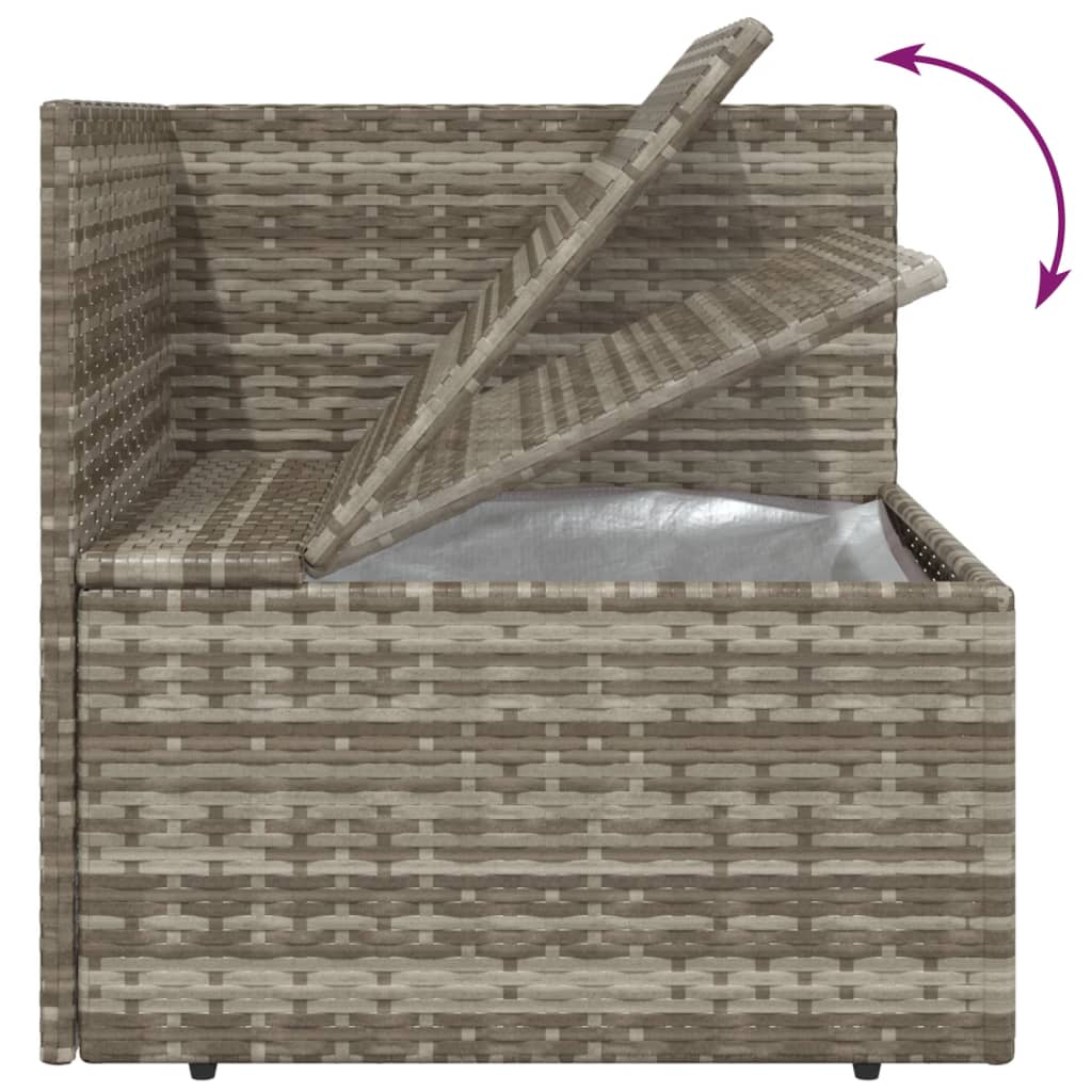 vidaXL Patio Corner Sofa with Cushion Gray 22.4"x22.4"x22" Poly Rattan-9