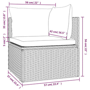 vidaXL Patio Corner Sofa with Cushion Gray 22.4"x22.4"x22" Poly Rattan-1