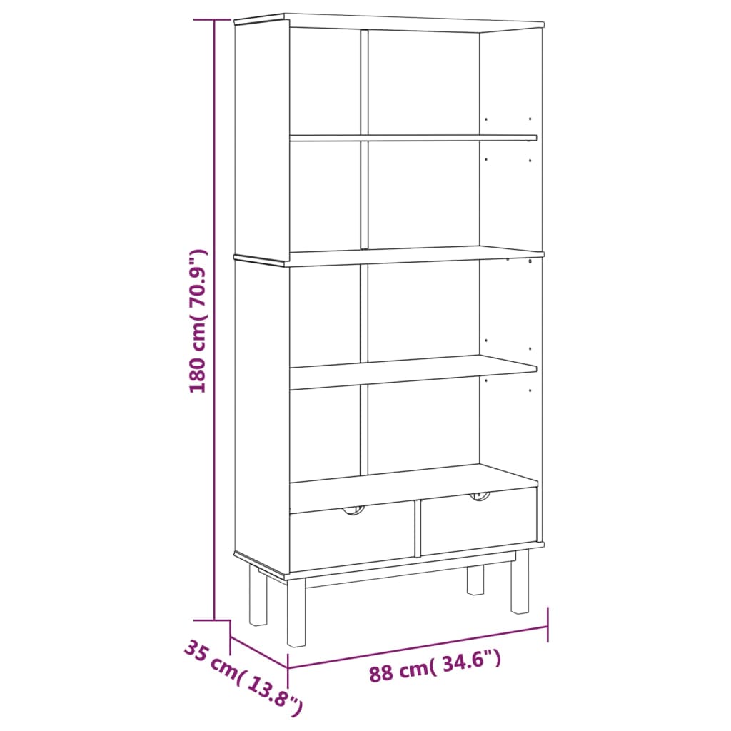 vidaXL Bookshelf Storage Cabinet Shelf for Home Office OTTA Solid Wood Pine-2