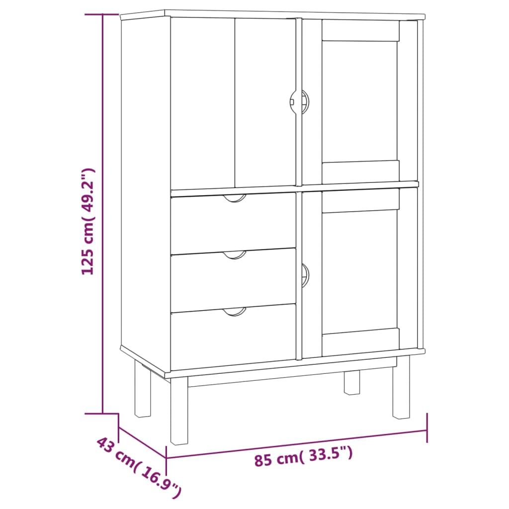 vidaXL Cabinet Storage Buffet Cabinet for Dining Room OTTA Solid Wood Pine-2